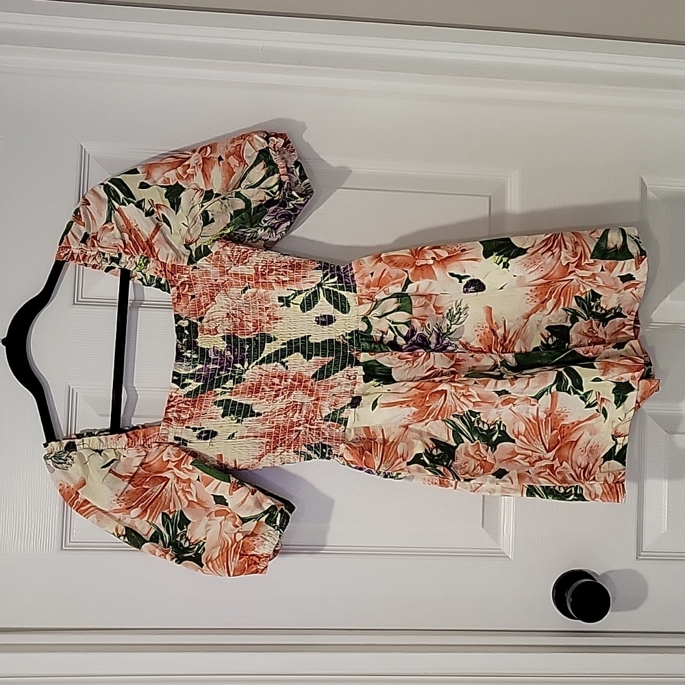 HM Floral Smocked Shorts Romper